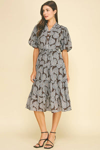 NINA - FLORAL BUTTON DOWN TIERED MIDI DRESS