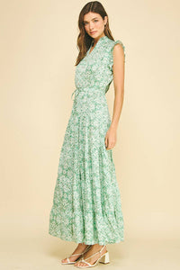 Mariah - Mint Floral Tiered Maxi Dress