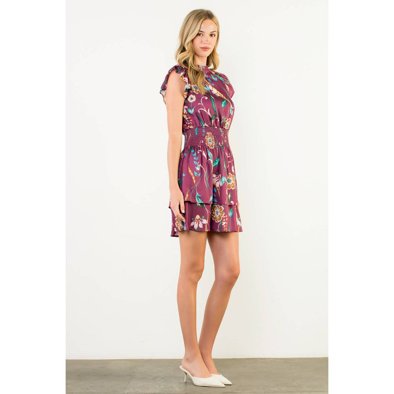 Heather -Smocked Waist Flutter Sleeve Dress