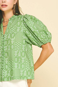 MADISON- FLORAL BUTTON DOWN BLOUSE TOP