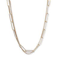 Gold Chain Necklace-Layered Paperclip