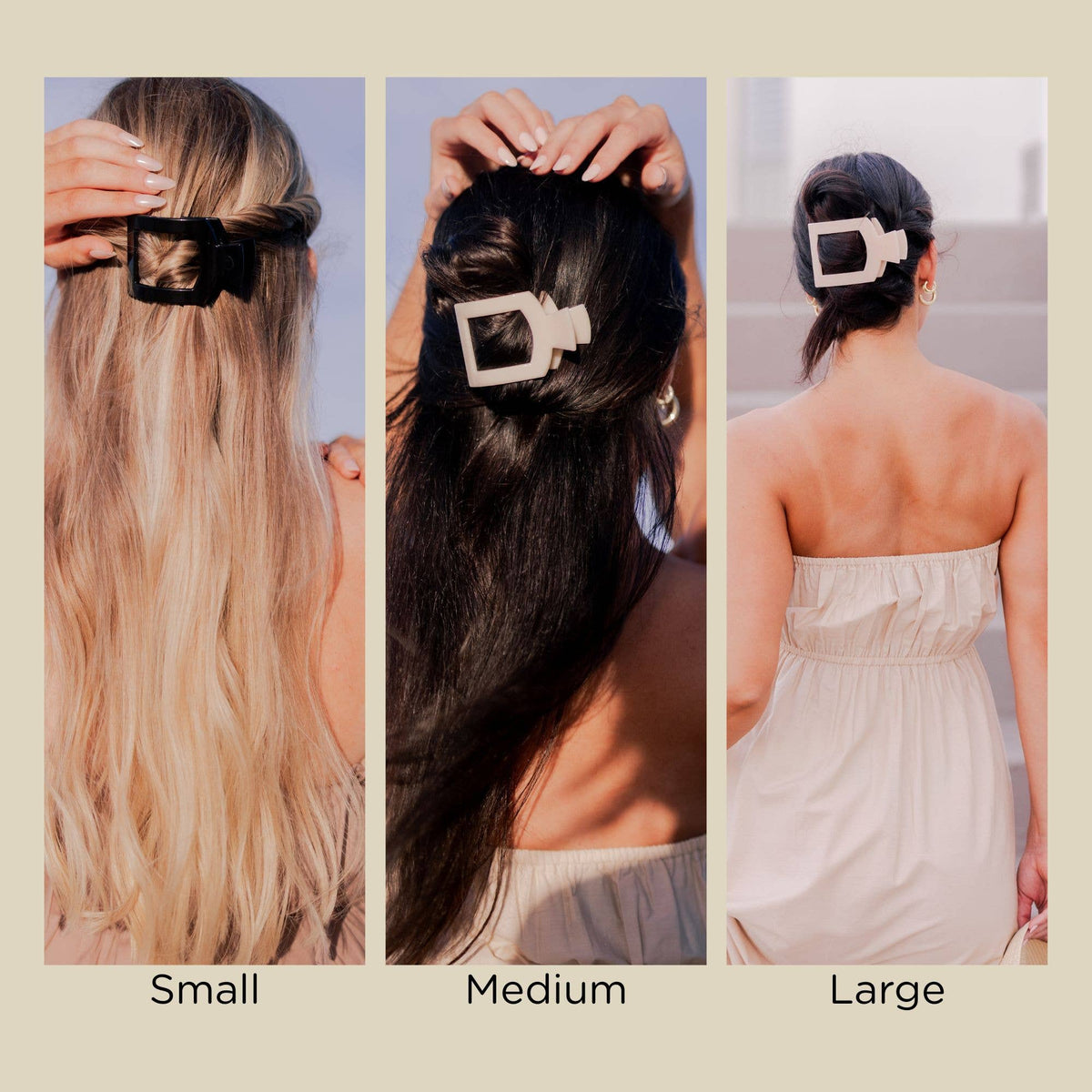 Jet Black | Large | Flat Square Hair Clip