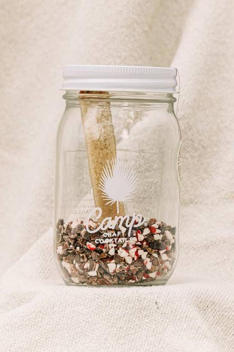 Camp Craft peppermint bark martini cocktail infusion kit jar with dehydrated fruit and sugar