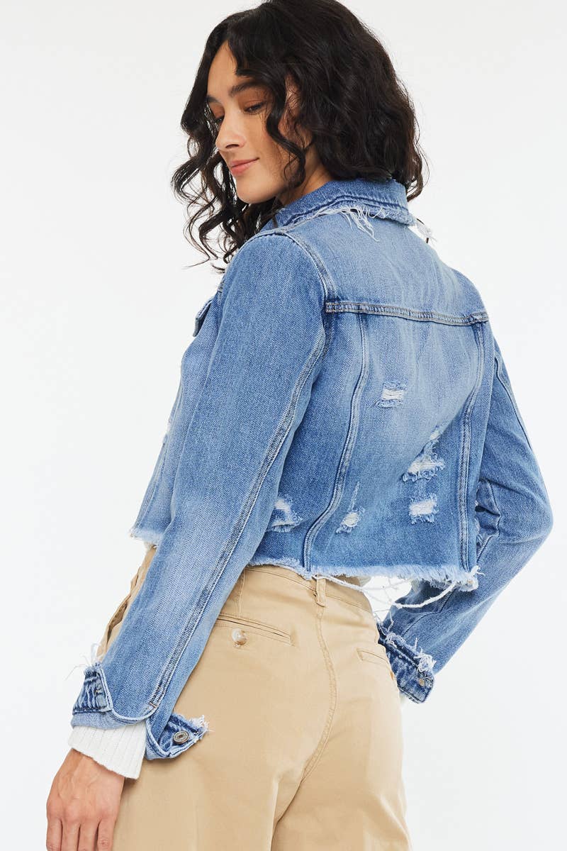 Shelby-Crop Fray Hem Jacket