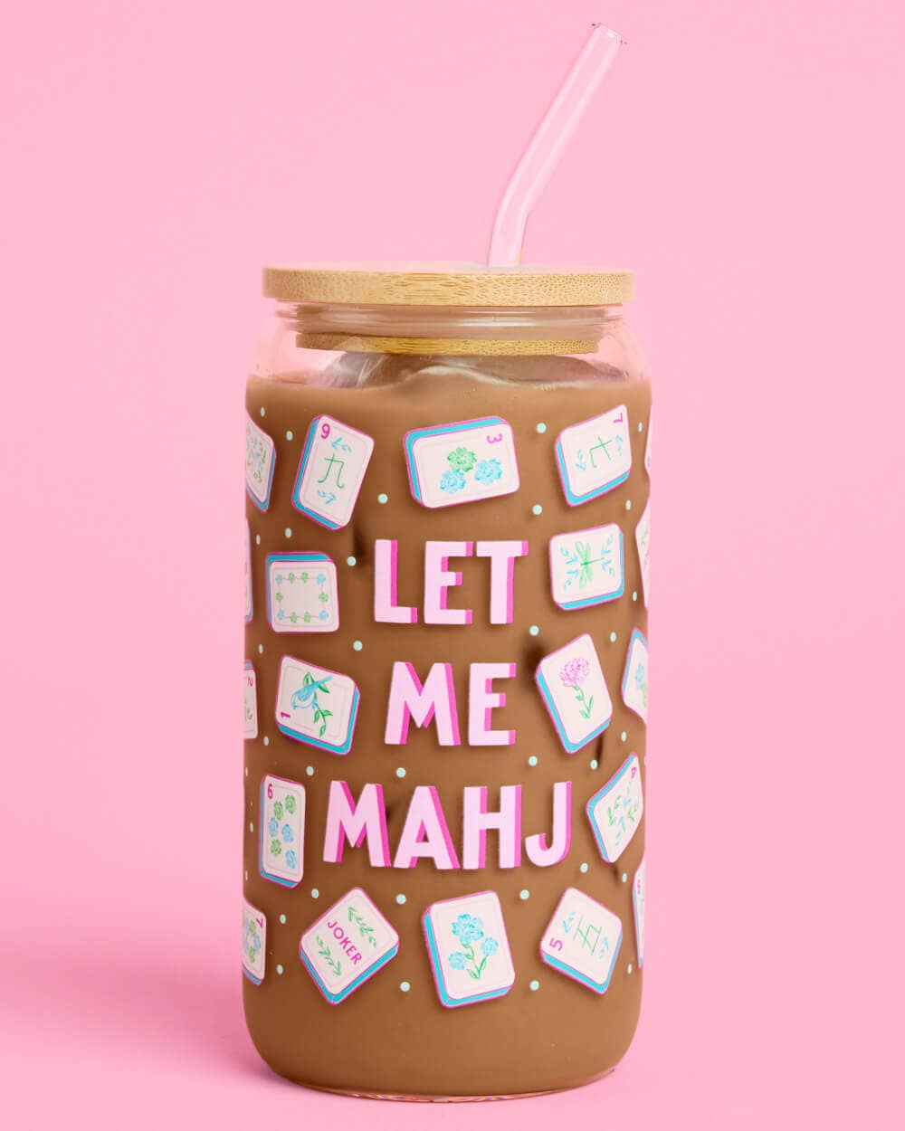 Mahjong Tumbler | glass cup, game night, tile print