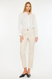 HIGH RISE SKINNY STRAIGHT CREAM PANTS