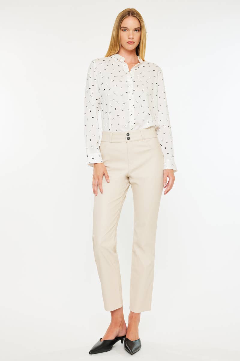 HIGH RISE SKINNY STRAIGHT CREAM PANTS