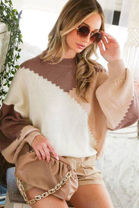 Pull col rond épaules tombantes VT81017 : S / Moka/Taupe