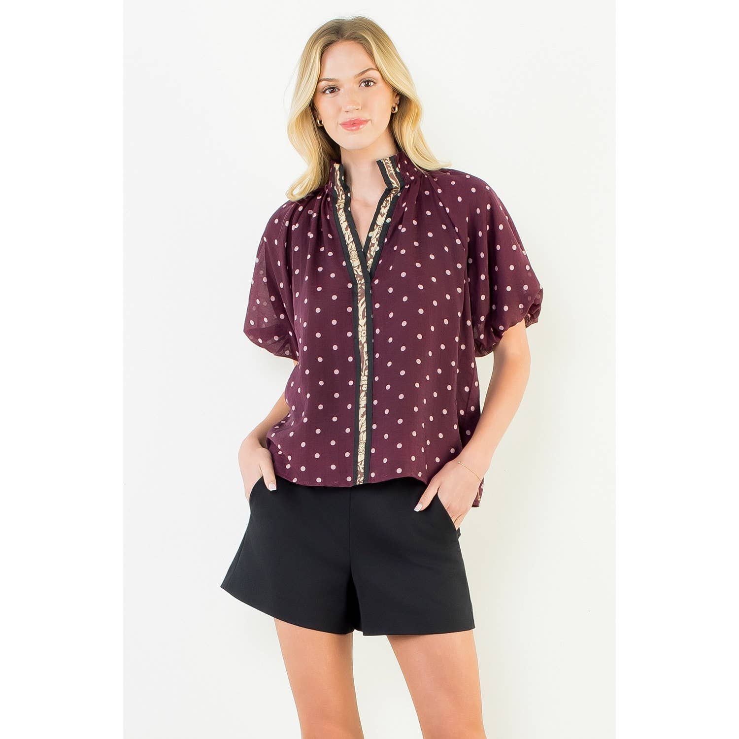 Melina - Polka Dot Puff Sleeve Top