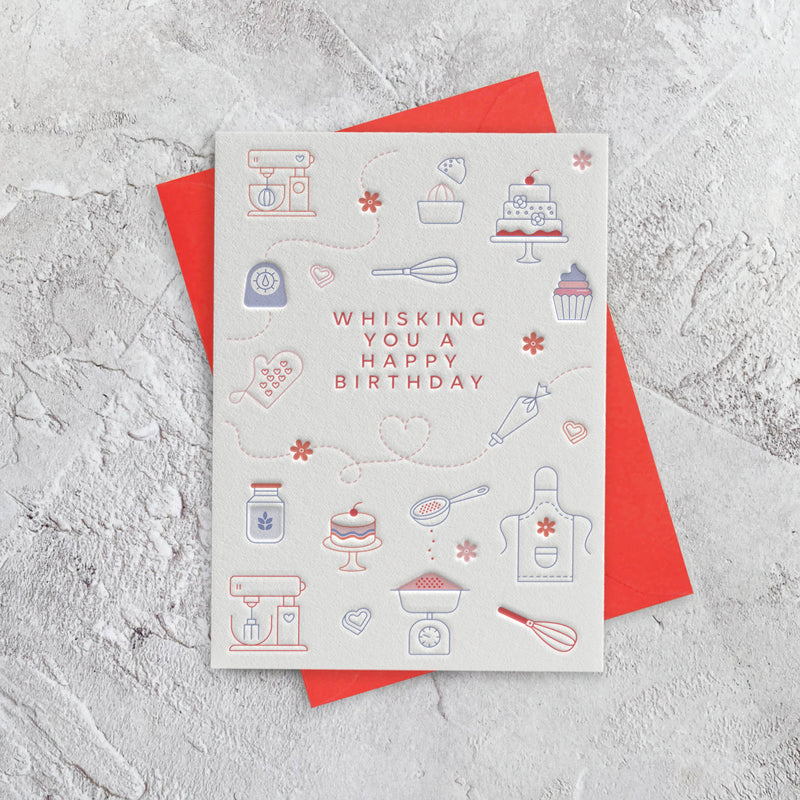 Baking Birthday Letterpress Style Card