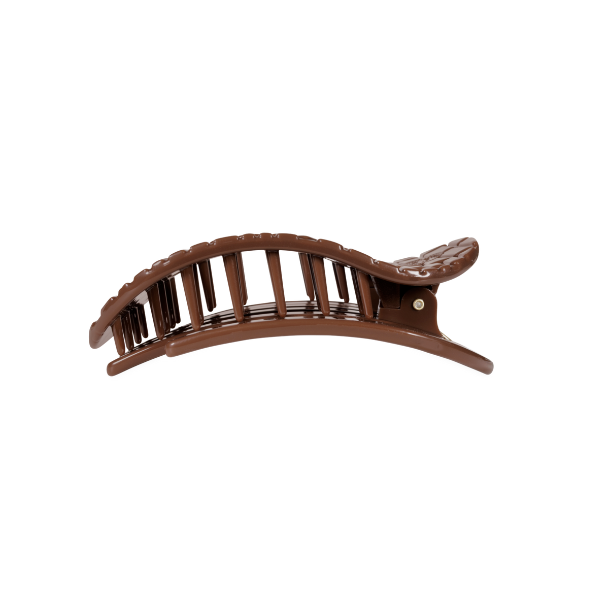Brown Crocodile | Medium | Flat Round Hair Clip