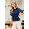 Cable Knit Ruched Sleeve Top