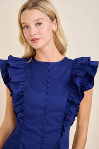 Tarah- Ruffle Sleeve Button Front Romper