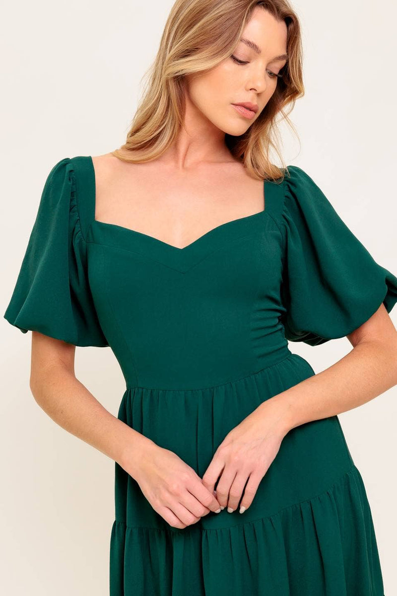 Leva- A Solid Woven Midi Dress