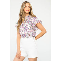 Jordan - Purple Prints Flutter Sleeve Print Top