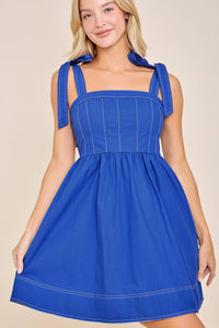 Amanda Tie Strap Babydoll Dress – Spring to Game Day Poplin Charm