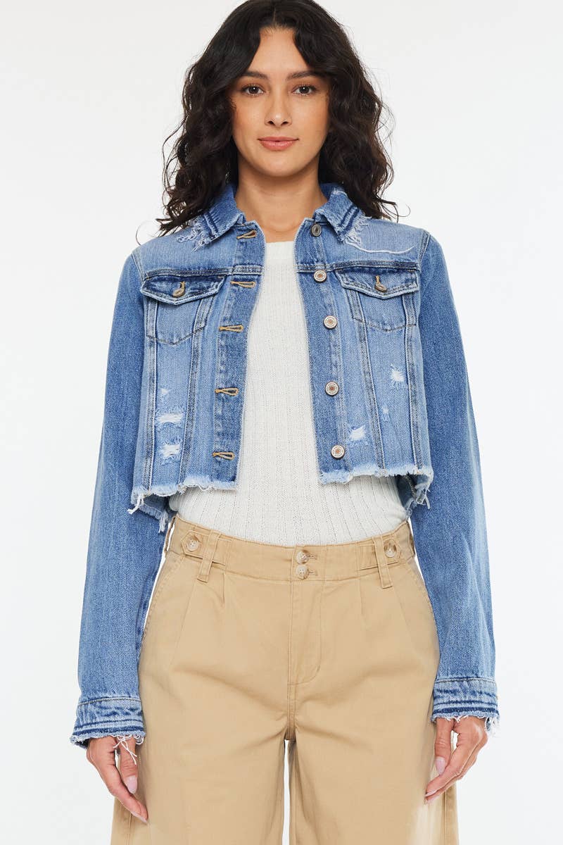 Shelby-Crop Fray Hem Jacket