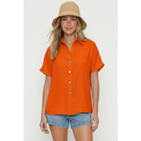 Minimalist Drop Shoulder Button Up Blouse