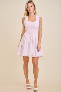 Sarah Eyelet Smocked Mini Dress – Sweet Feminine Spring Style