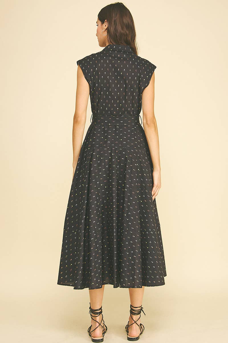BLAIR-  FLORAL BUTTON DOWN MIDI DRESS