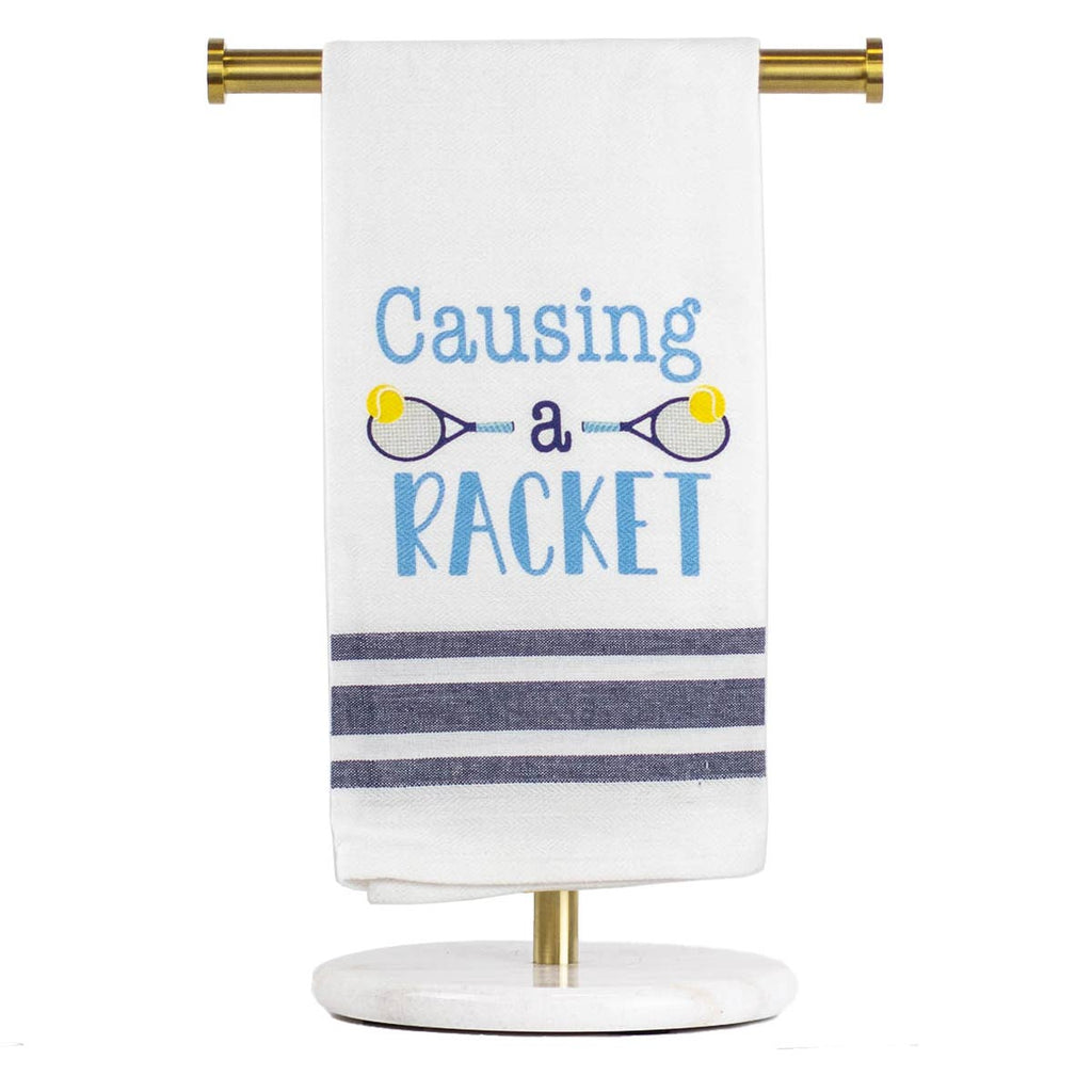 Causing A Racket Hand Towel   White/Navy/Palace   20x28