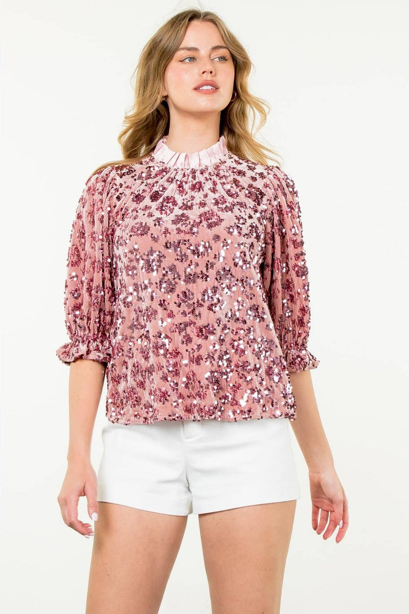 Velvet Sequin Detail Top