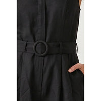 Kara - Belted Linen Halter Romper