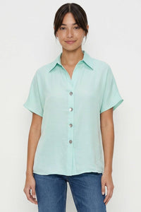 Minimalist Drop Shoulder Button Up Blouse