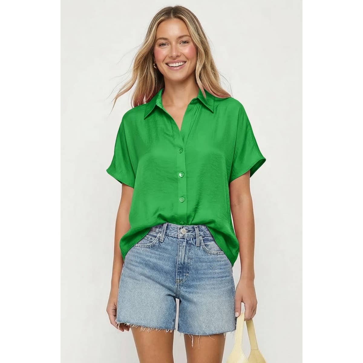 Minimalist Drop Shoulder Button Up Blouse
