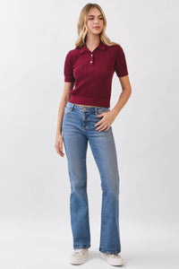 Kathleen - POINTELLE DETAILED POLO SWEATER