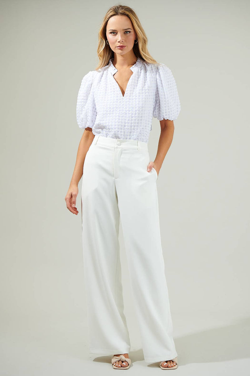 Greta Organza Check Ruffle Blouse