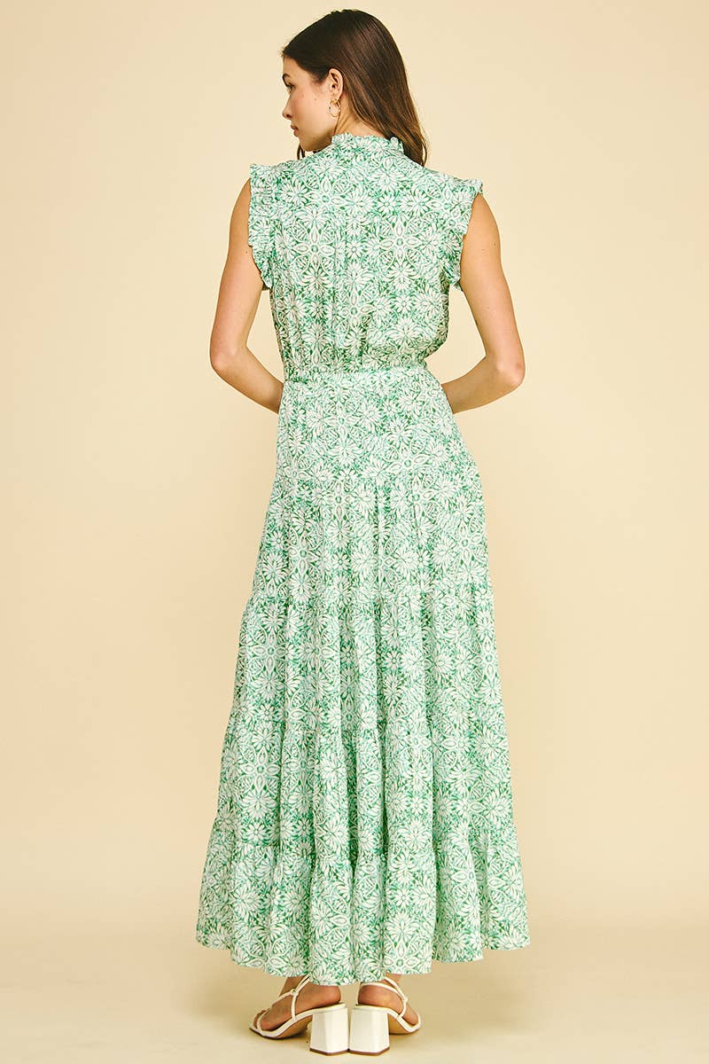 Mariah - Mint Floral Tiered Maxi Dress