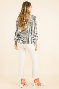 Smocked Zebra Print Top