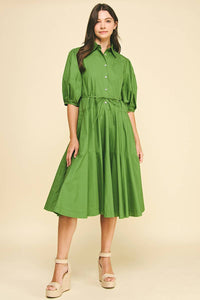 PAYTON - BUTTON DOWN TIERED MIDI DRESS