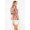 Kinsley- Ruffle Tie Neck Puff Sleeve Floral Top