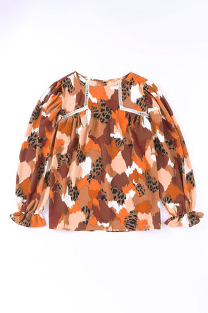 Abstract Leopard Long Sleeve Blouse