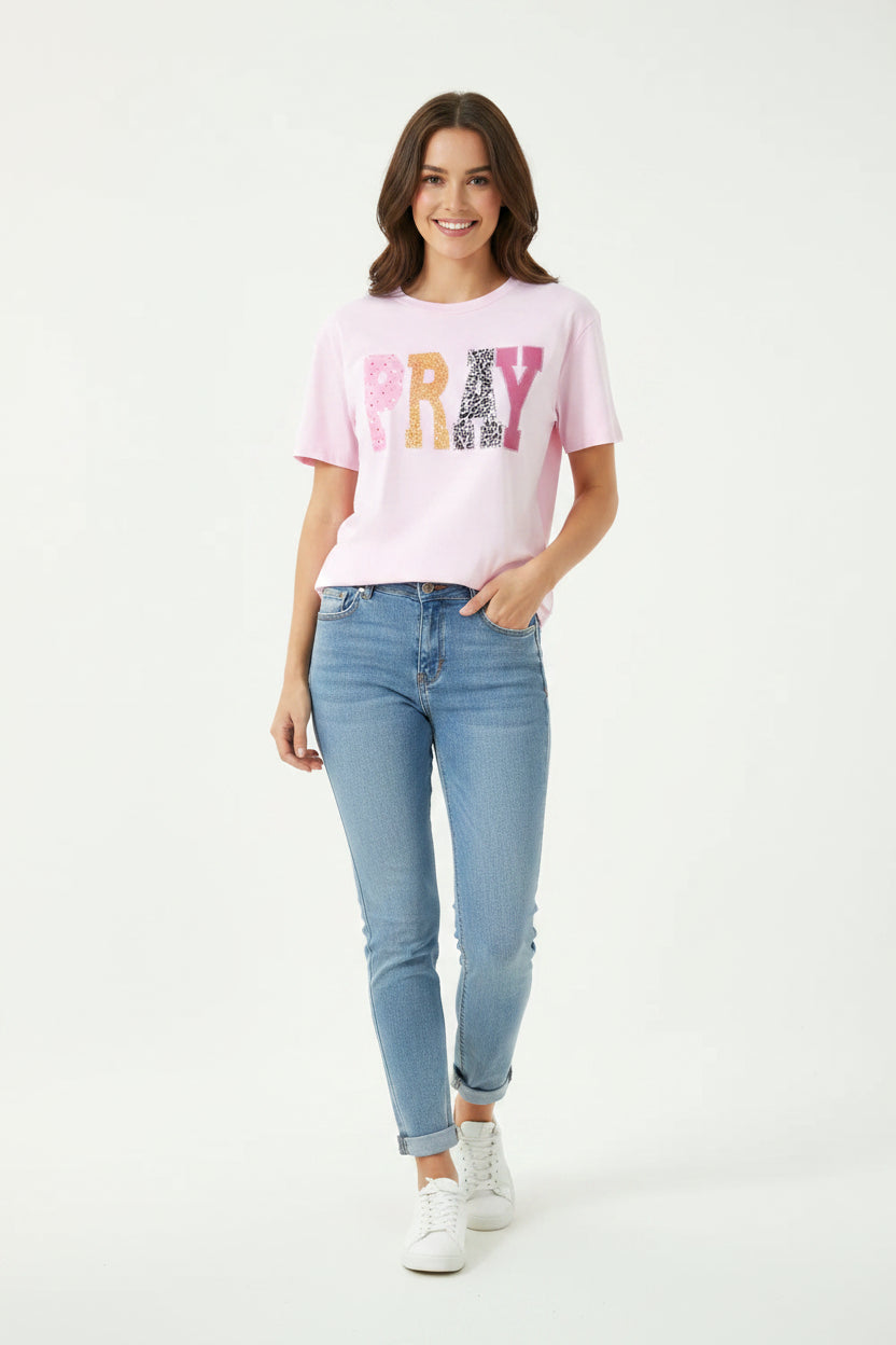Mary - Pink Pray Graphic Tee