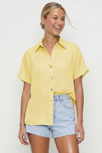 Minimalist Drop Shoulder Button Up Blouse
