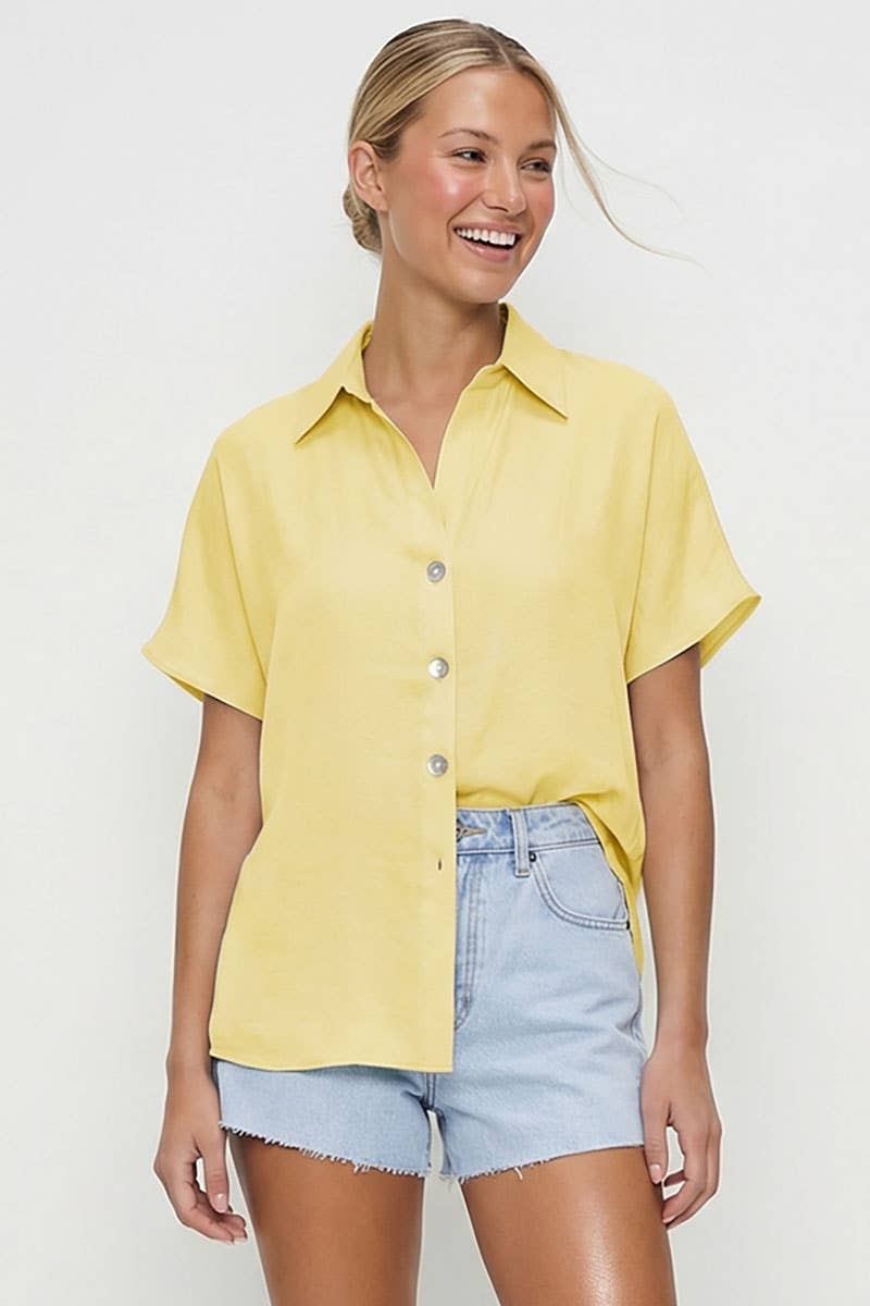 Minimalist Drop Shoulder Button Up Blouse