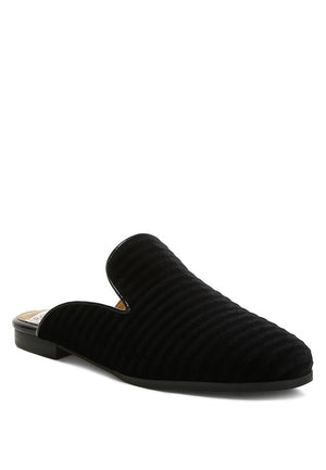 Ouzini Velvet Textured Slip On Mules