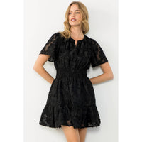 Rosalie-Fringe Detail Flutter Mini Dress