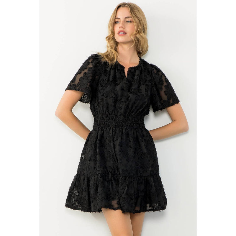 Rosalie-Fringe Detail Flutter Mini Dress