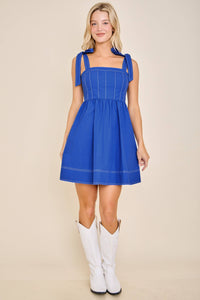 Amanda Tie Strap Babydoll Dress – Spring to Game Day Poplin Charm