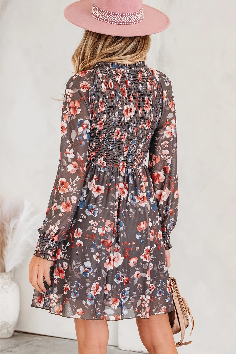 Danny - Brown Floral Mesh Mini Dress