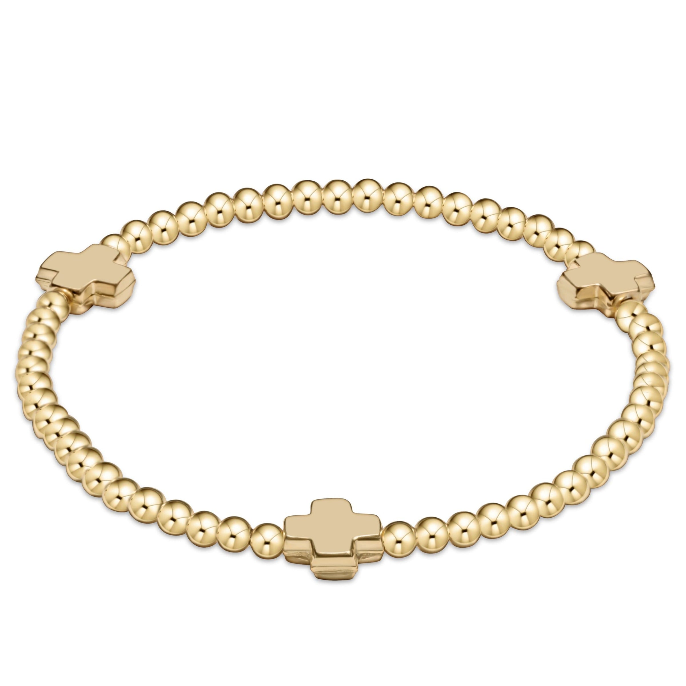 Egirl Gold Signature Cross Gold 3mm Beaded Bracelet