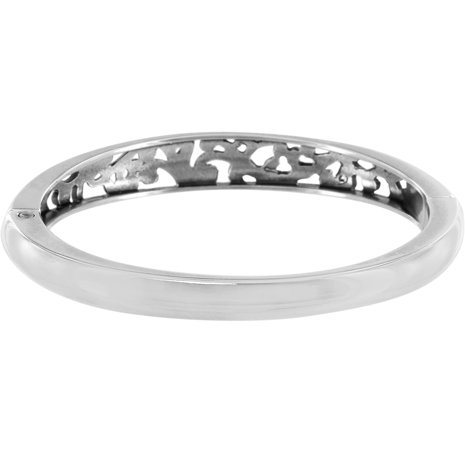 Elora Hinged Bangle silver-tone finish with openwork scroll detailing
