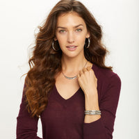 Model wearing Elora Hinged Bangle with coordinating Brighton jewelry