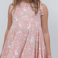 Pink Bunny Floral Emma's Racerback Dress