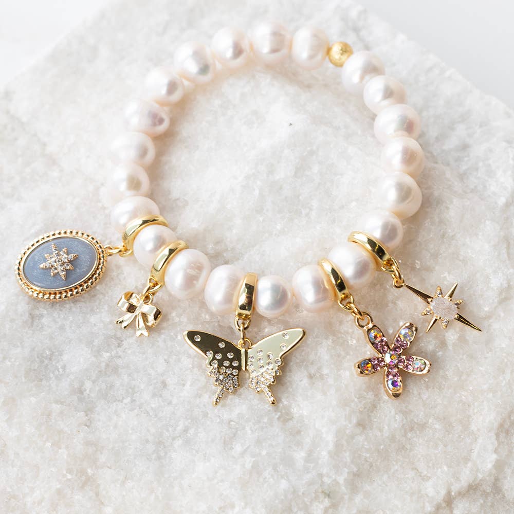 Flower Charm, CZ, Charm Bar | Charm Necklace Bag Charm