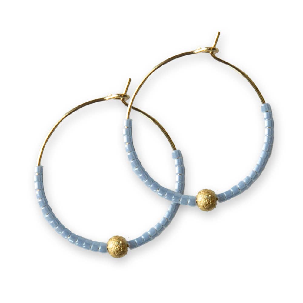 Sprinkles Hoop Earrings-Sky Blue/Gold